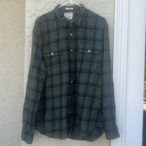 Lucky Brand Mens Green Plaid Button Up Flannel Casual Shirt Size XL